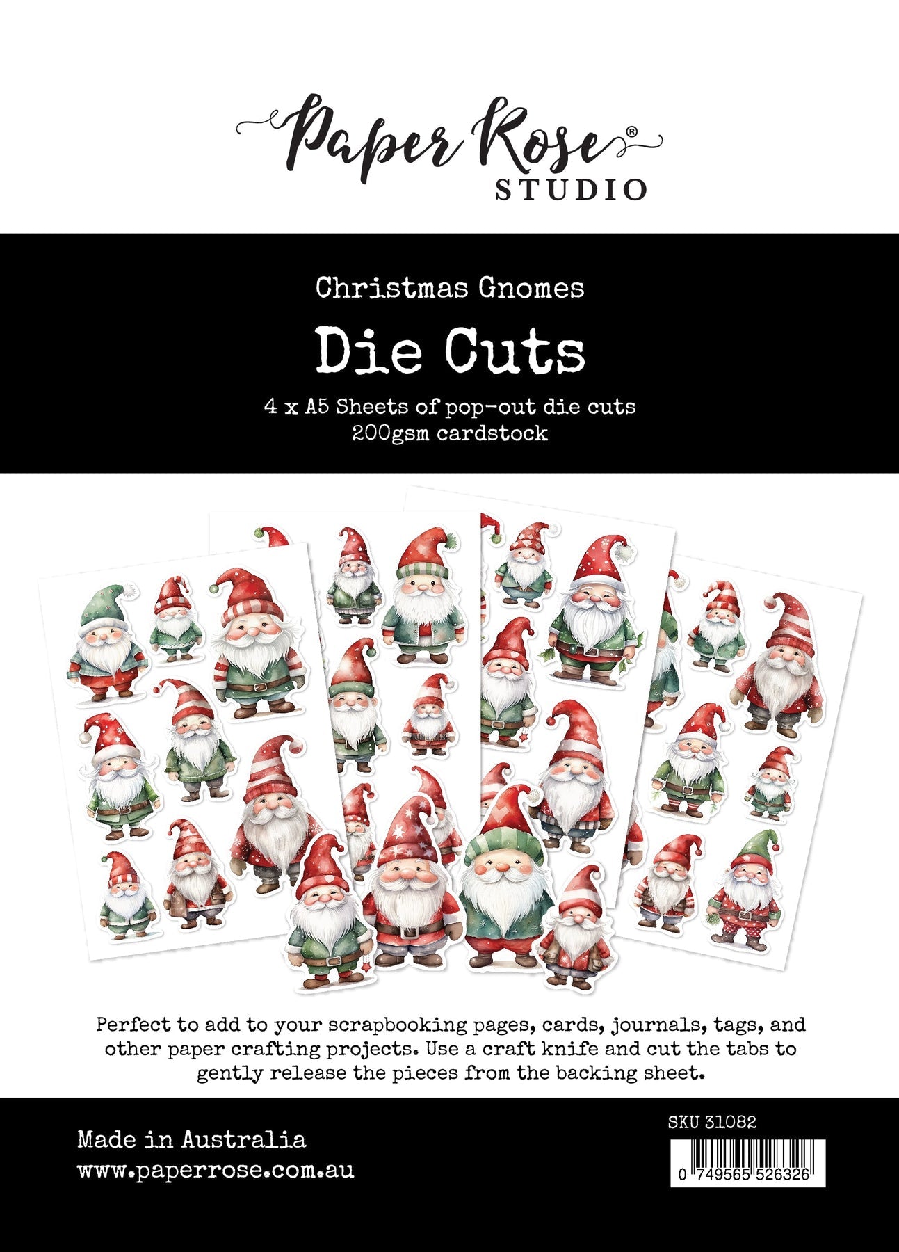 Paper Rose Studio  - Christmas Gnomes  Embossed Die Cuts