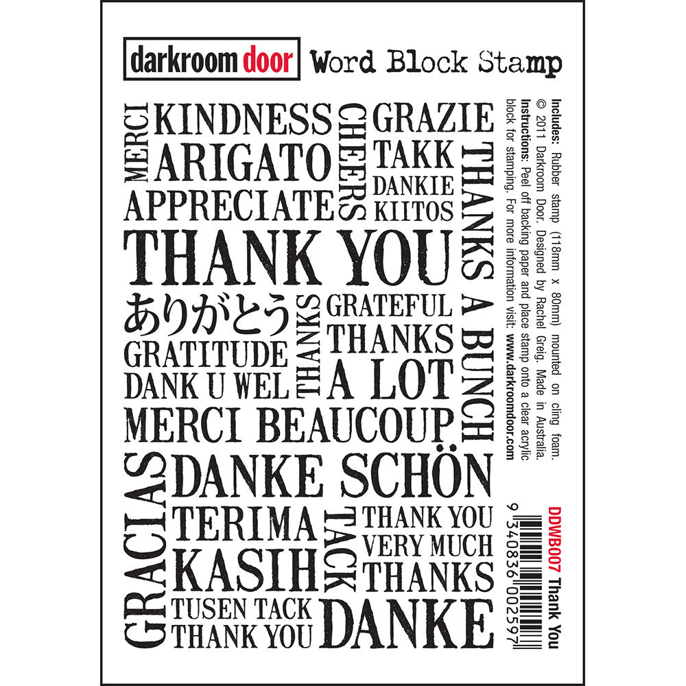 Darkroom door Word Block Stamp - ThankYou