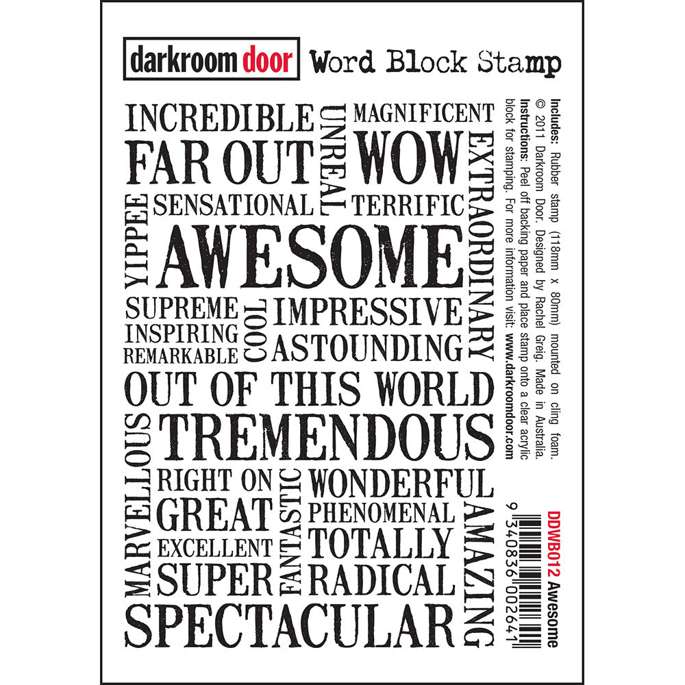 Darkroom door Word Block Stamp - Awesome