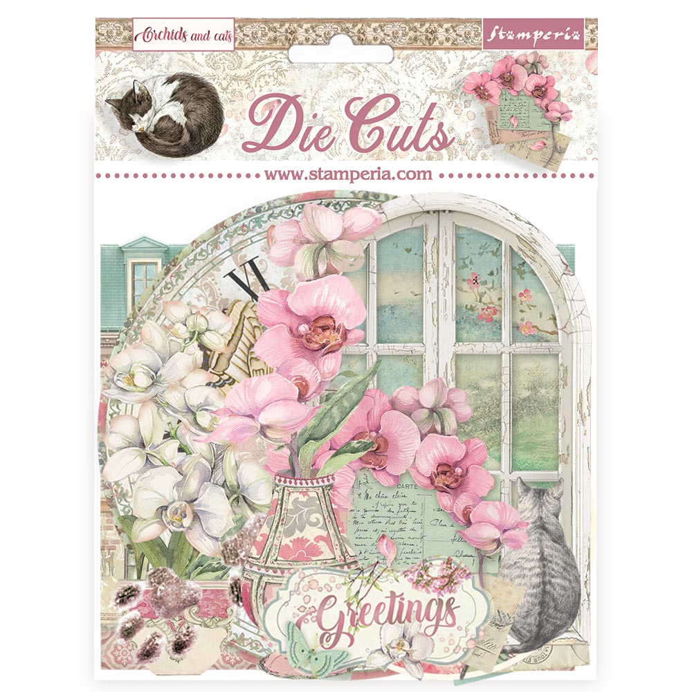 Stamperia Die Cuts - Orchids and Cats