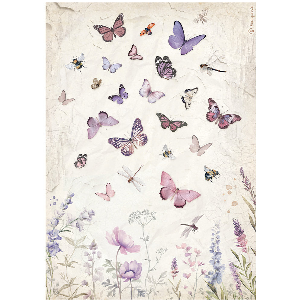 Stamperia Rice Paper A4 - Lavender Butterfly