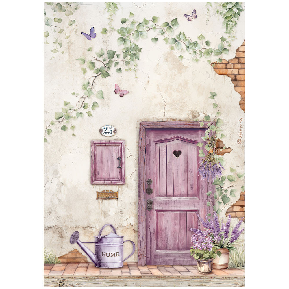 Stamperia Rice Paper A4 - Lavender door