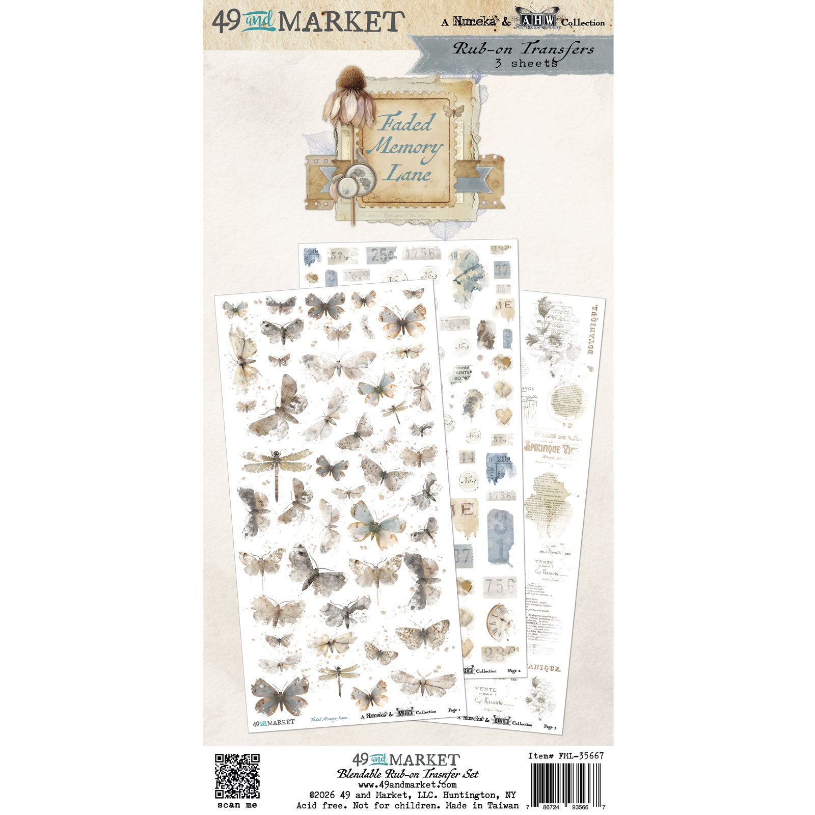49 and Market - Rub on Transfers -  Faded Memory Lane