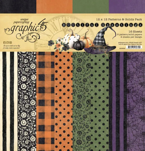 Graphic 45 Bootiful Greetings 12 x 12 Patterns and Solids