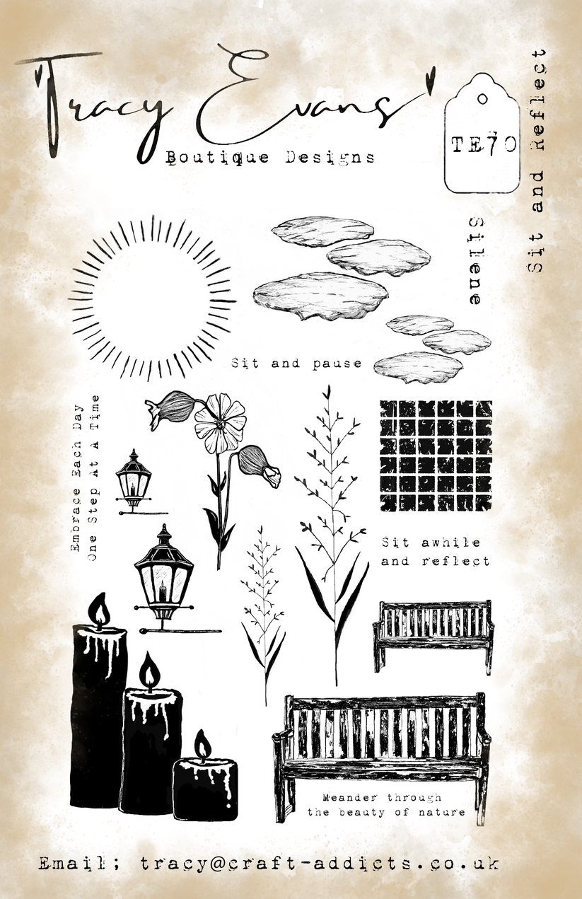 Tracy Evans Boutique Designs TE70 – Sit and Reflect Stamp Set
