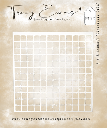 Tracy Evans Boutique Designs ST10 – Distressed Grid Stencil 6 x 6 inches