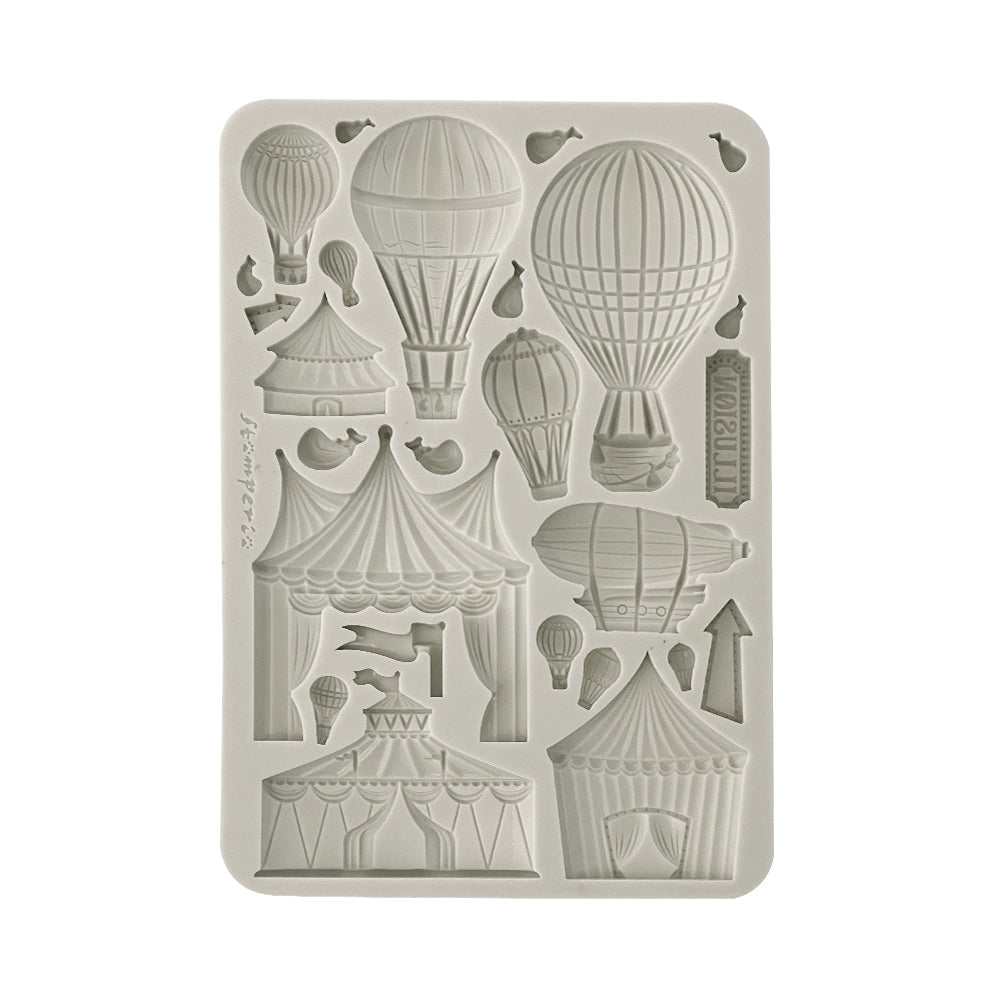 Stamperia - Rub On  -  Alice In Christmas   Silicone Mould - circus and Air Balloons