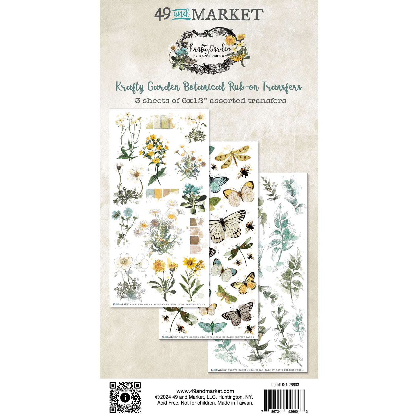 Copy of 49 & Market  - Kraft Garden Botanicals Rub on Transfers