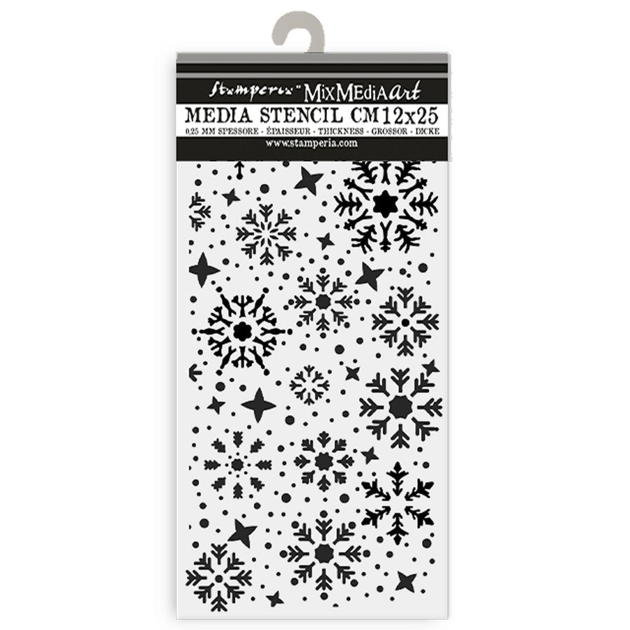 Stamperia Thick stencil cm 12X25 - Gear up for Christmas snow Flakes