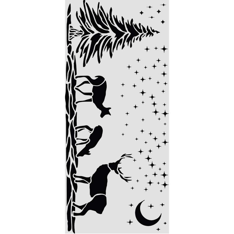Stamperia MixMedia Art Media Stencil - Deer & Stars 12x25
