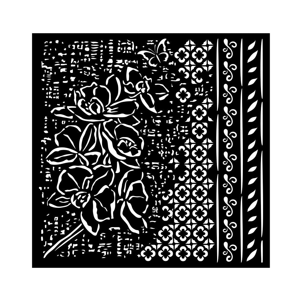 Stamperia -  Thick Stencil Orchids and Cats Orchid Pattern