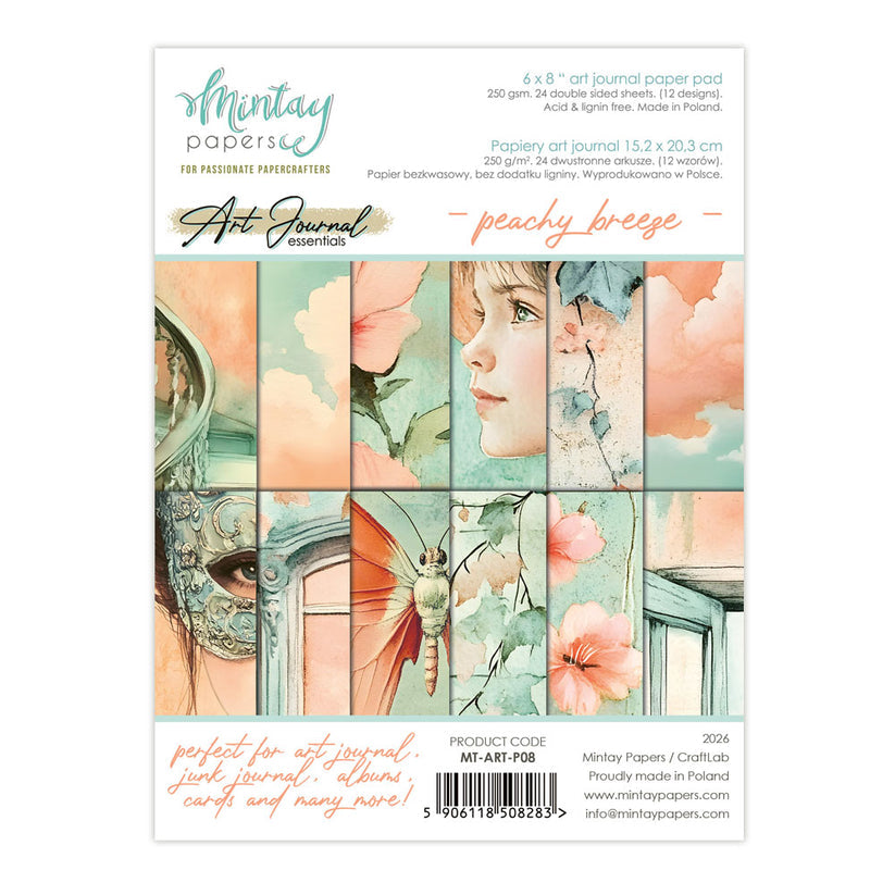 Mintay - 6 x 8 -  Art Journal Esssentials    -  Peachy Breeze