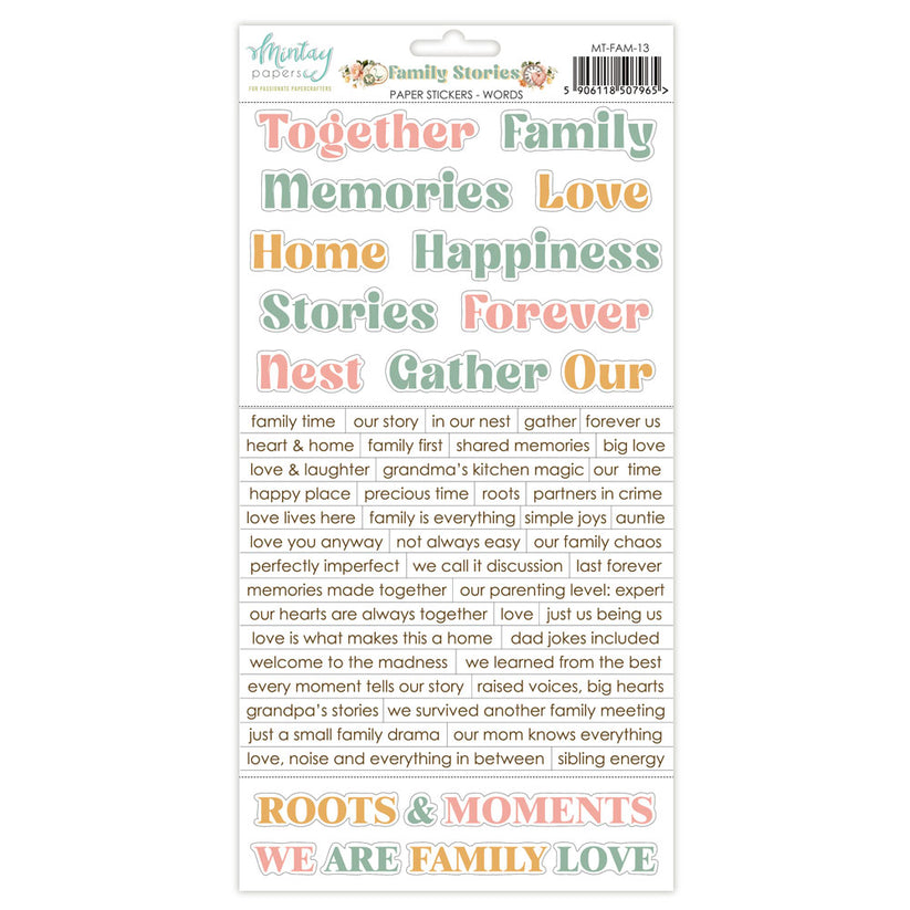 Mintay- Paper Stickers words   - Family Strories 6 x 12