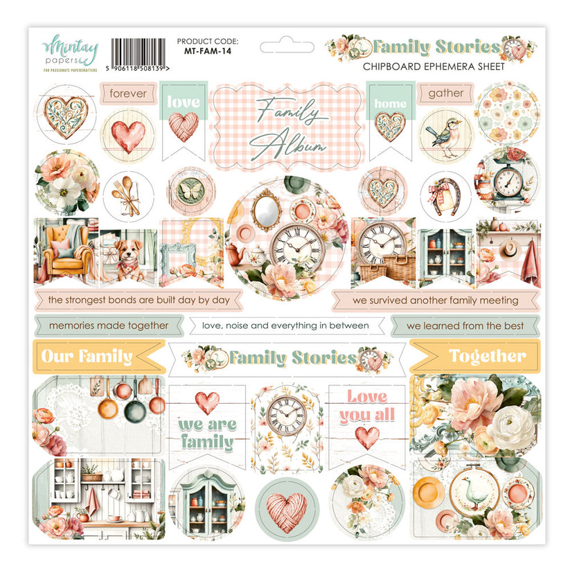 Mintay- Chipboard Ephemera - Family Strories