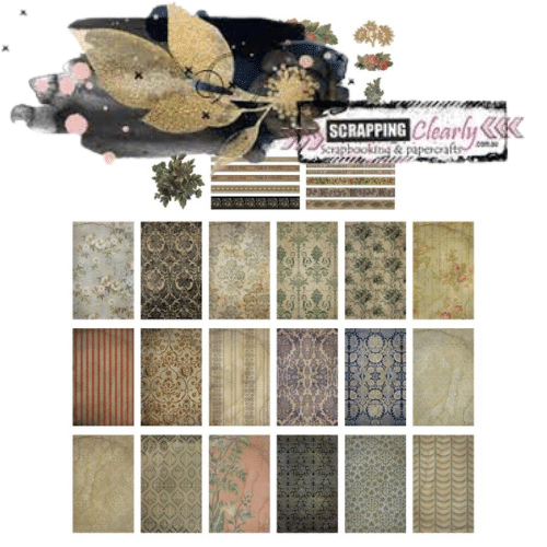 Tim Holtz Collection  Idealolgy -Worn Wall Paper Halloween Damask