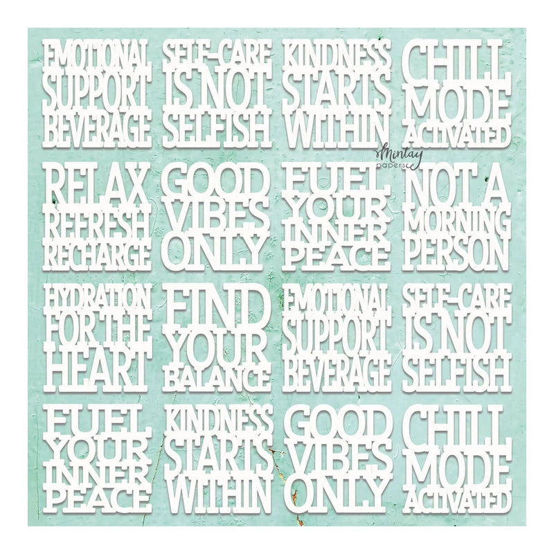 Mintay Chipboard Embellishments - Self Care Phrases