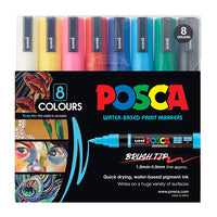 POSCA Brush Tip Paint Markers – 8 Colour Set