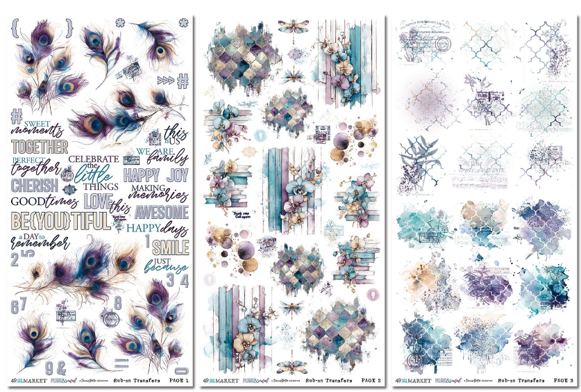 49 And Market - Plume and Petal  Rub - on Transfer set