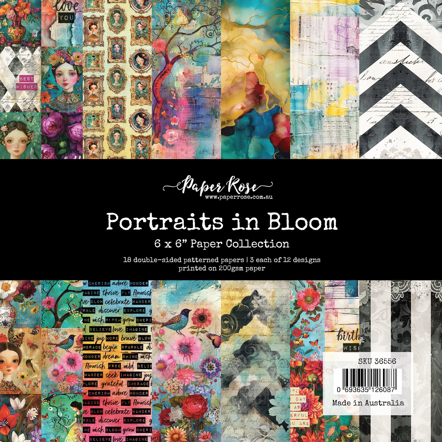 Paper Rose Portraits in Bloom 6x6 Paper Collection