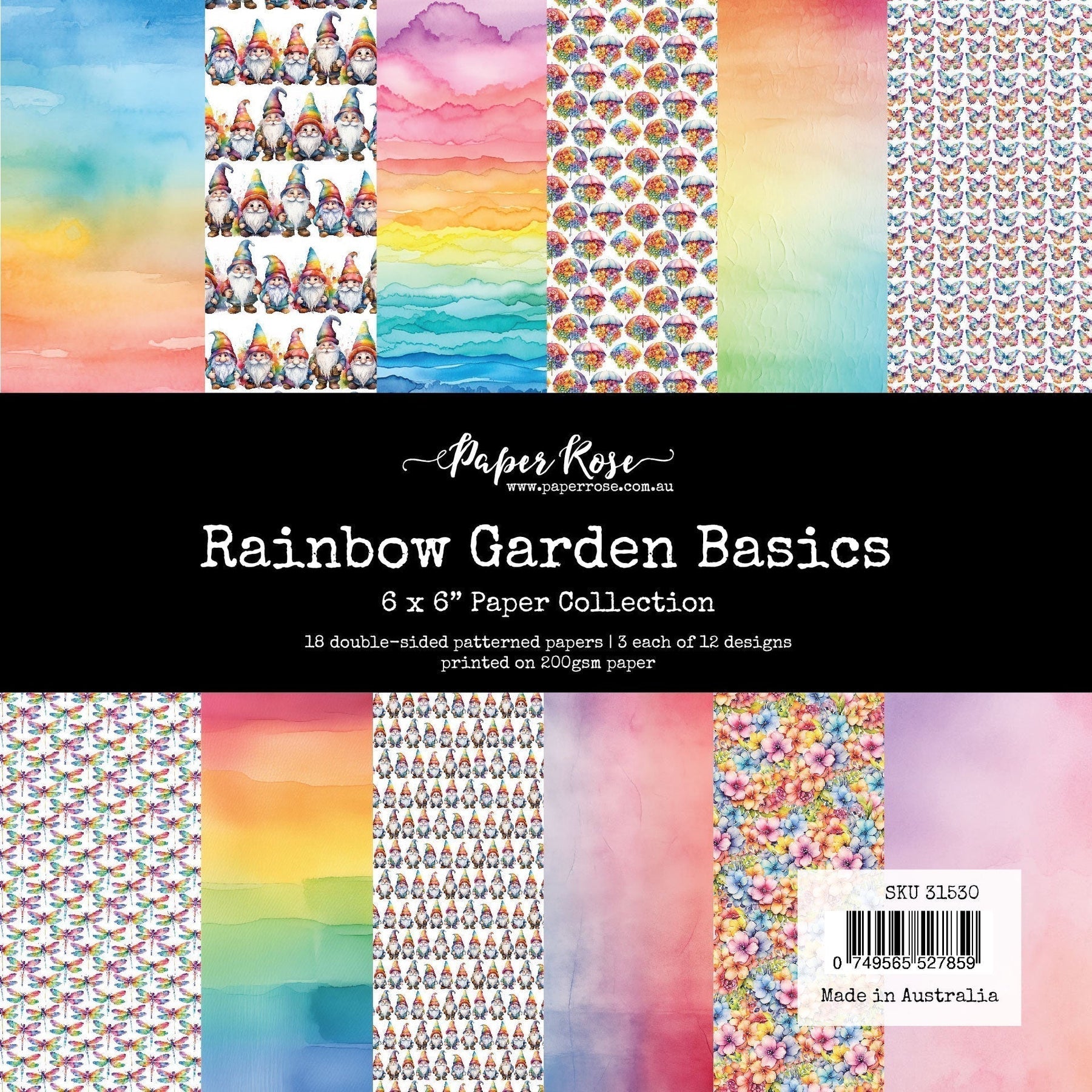 Paper Rose Rainbow Garden Basics  6 x 6 paper pad