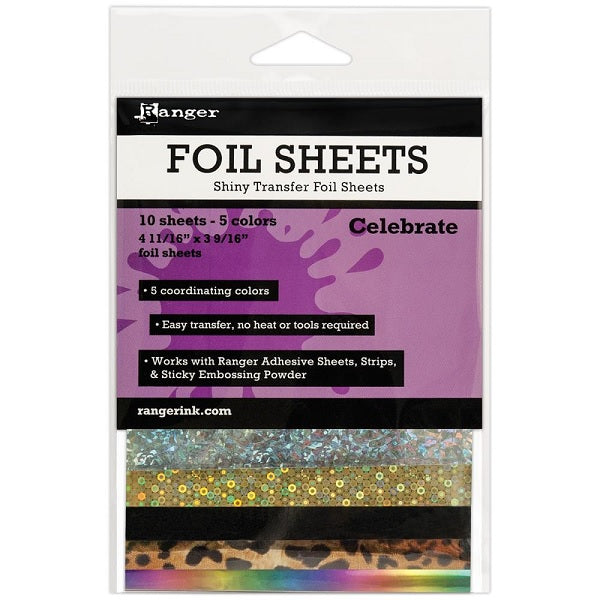 Ranger Foil Sheets Shiny Transfer Foil sheet-  Celebrate