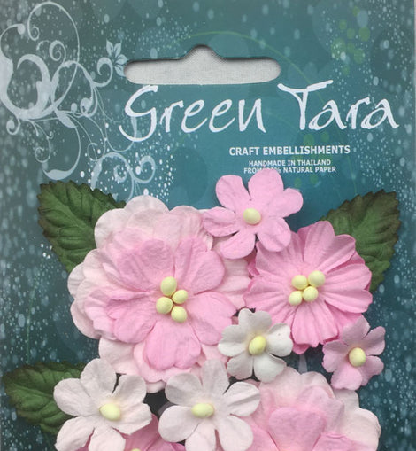Green Tara Pastel & Leaf Flowers  Rose