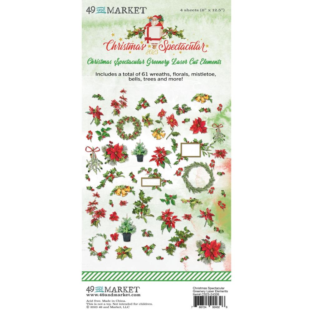 49 and Market Vintage Artistry Christmas Spectacular -Greenery Laser Cut Elements