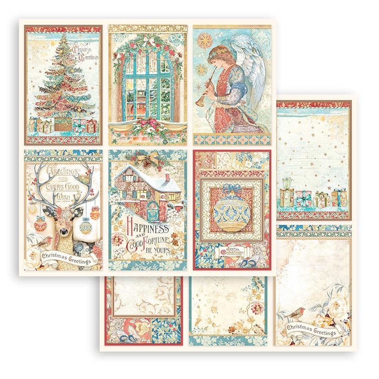 Stamperia - Double Face Sheet - Christmas Greetings 6 cards