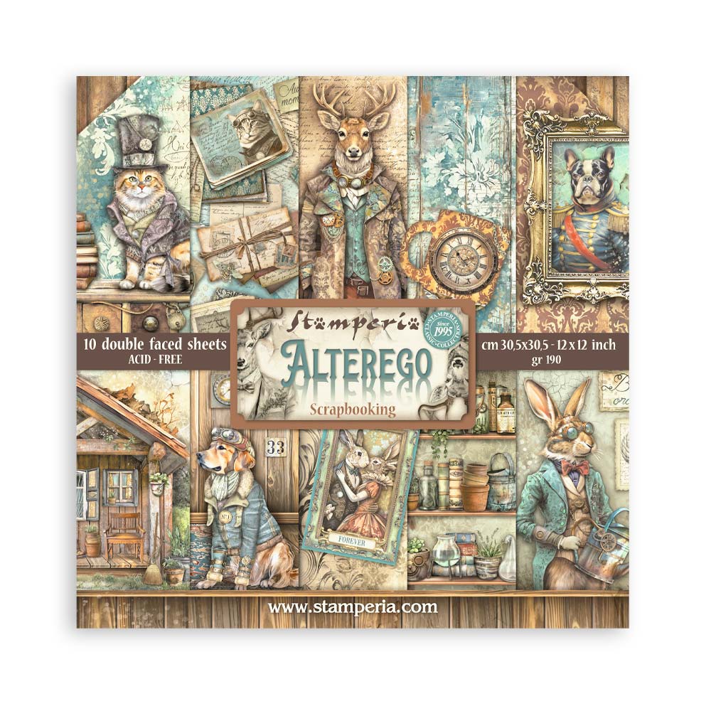 Stamperia -   12 x 12 Scrapbooking paper Pad  10 sheets " Alterego "