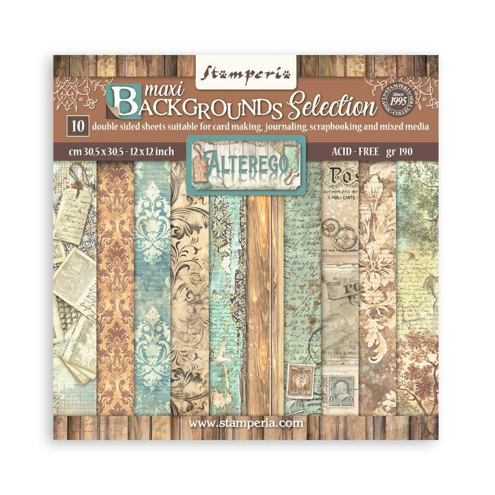 Stamperia - 12 x 12 Scrapbooking paper Pad  10 sheets Background - Alterego