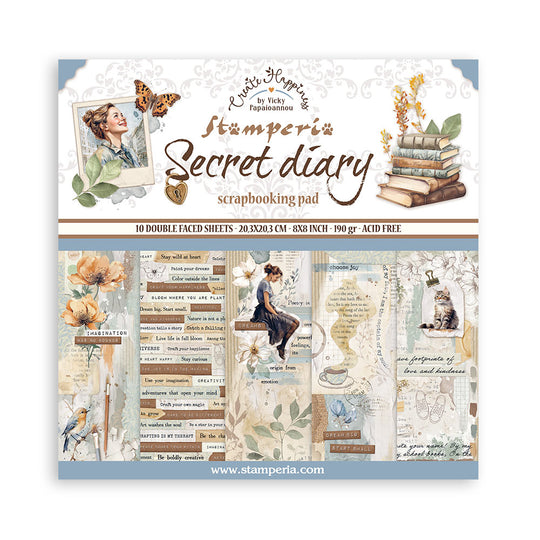 Stamperia -Secret Diary  8 x 8 Paper pack