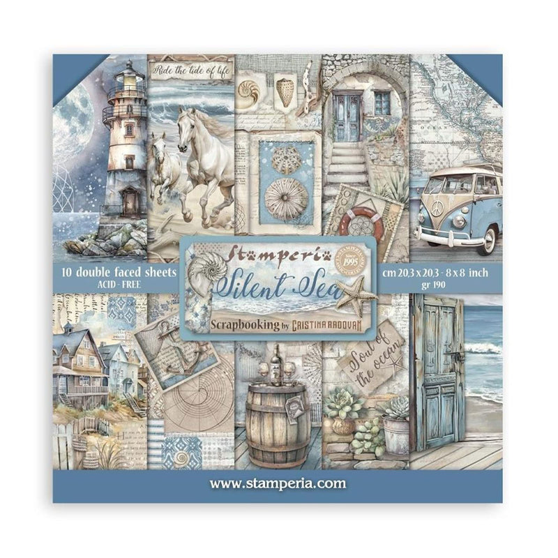 Stamperia -  8 x 8 -  10 double sided paper pad  - Silent Seas