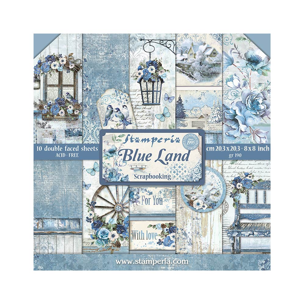 Stamperia - Blue Land 8 x 8 Paper pack