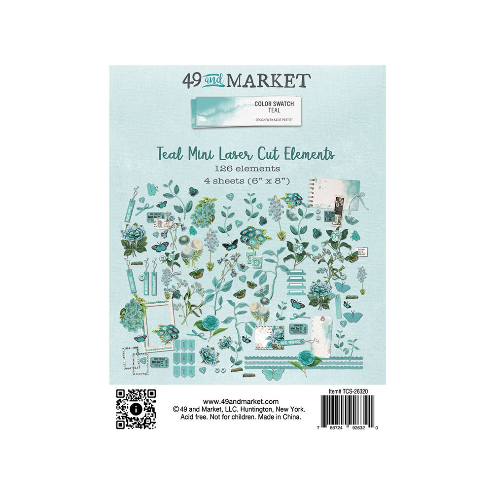 49 and Market Mini  -Teal color Swatch - Laser Cut outs