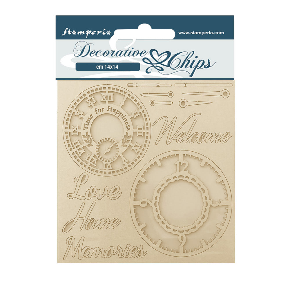 Stamperia   Decorative Chips Welcome Home Clocks