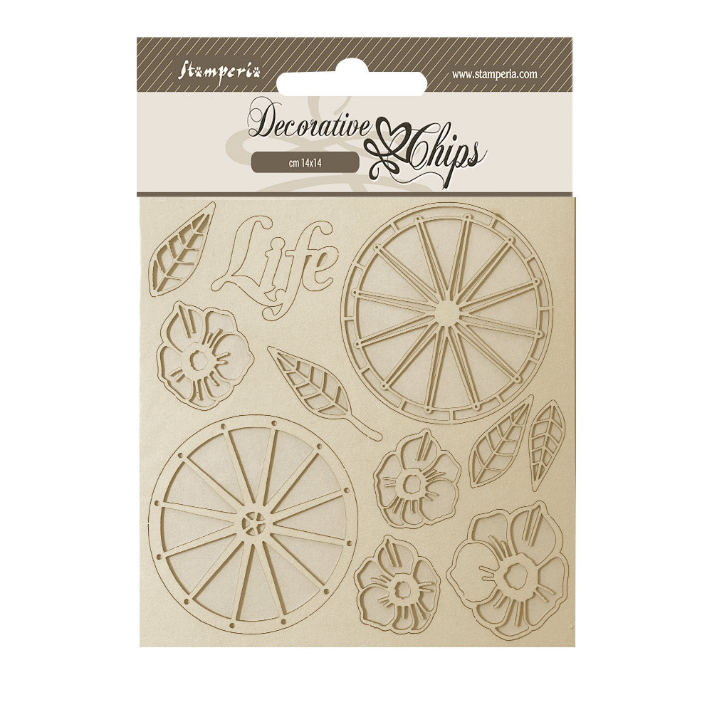 Stamperia -  Decorative Chips  Blue Land and Life Wheels