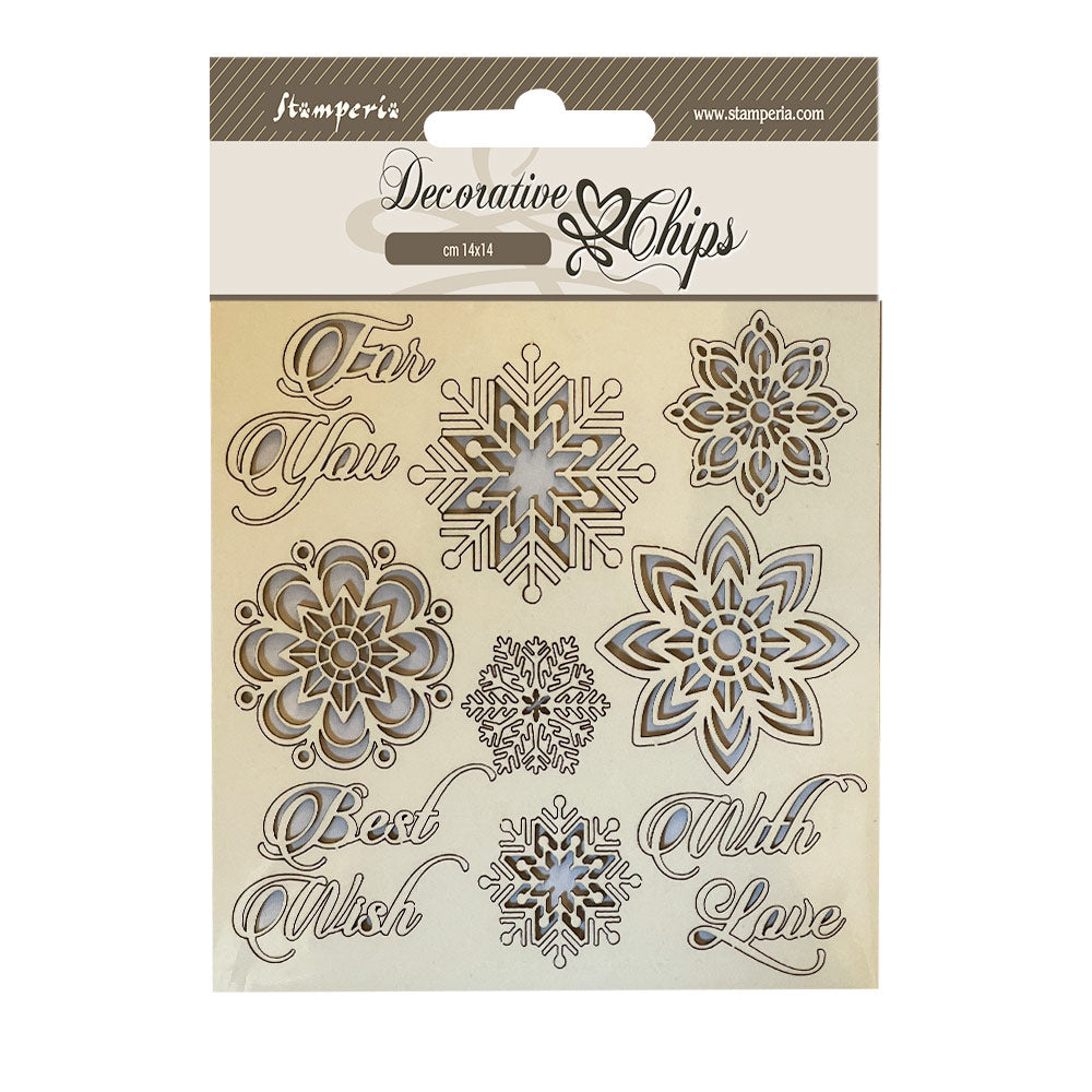 Stamperia -Decorative Chips  Snow Flakes