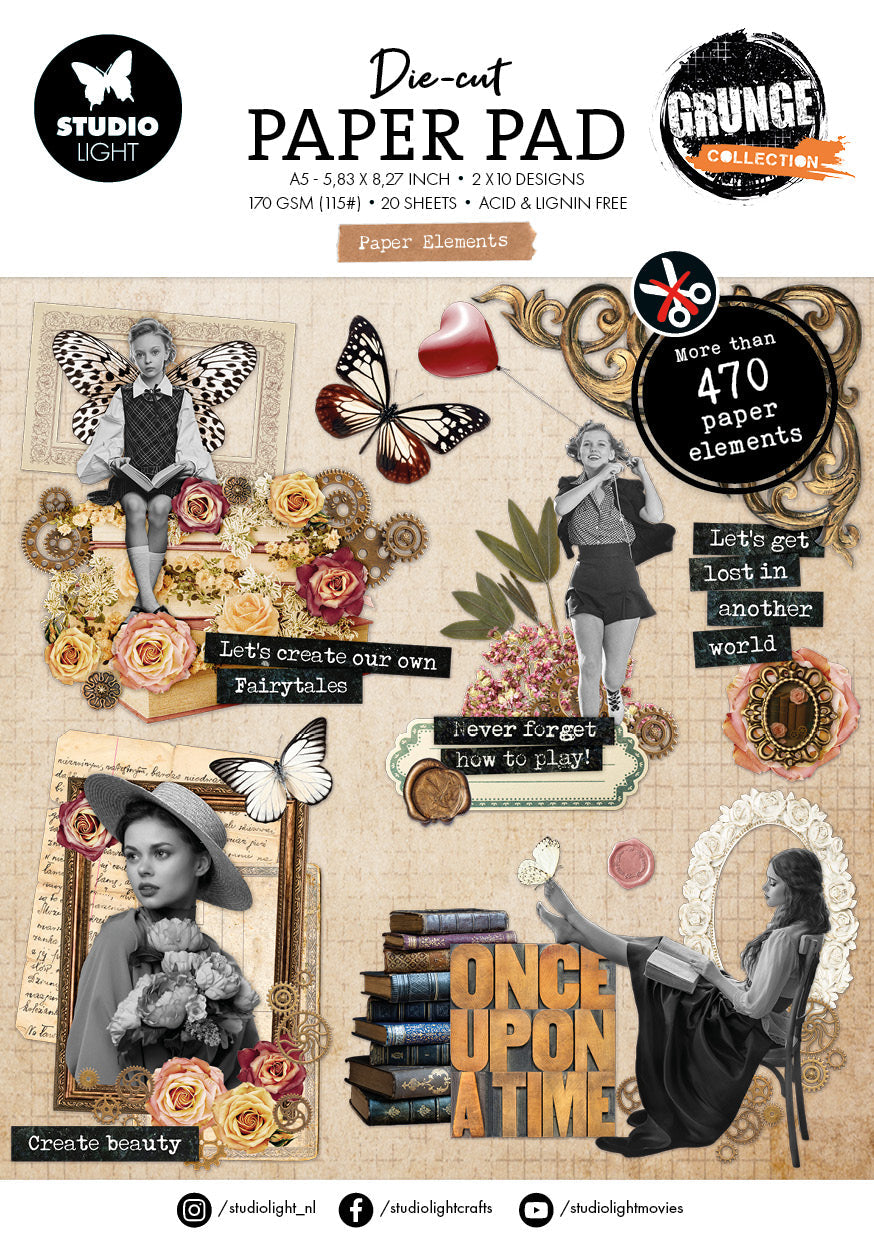 Studio Light - Grunge Collection - Die-cut Paper Pad - Paper elements