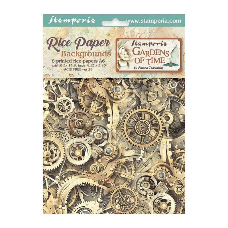 Stamperia - Mini Rice paper   - Gardens of Time - Backgrounds  A Set of 8