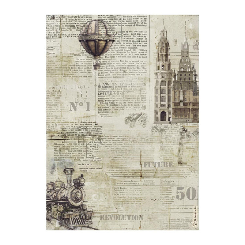 Stamperia -Rice paper   - Voyages Fantastiques Sepia Back ground