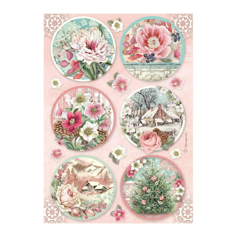 Stamperia A4 Rice Paper – Winter Rounds