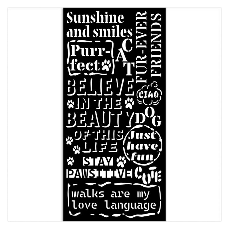Stamperia Thick Stencil 4 72 quot × 9 84 quot Furry Friends Quotes Pattern