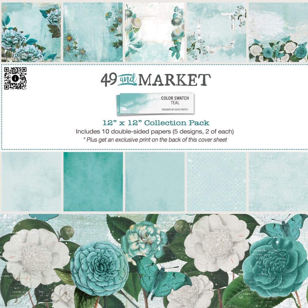 49 & Market  Color Swatch 12 x 12 collection Pack Teal