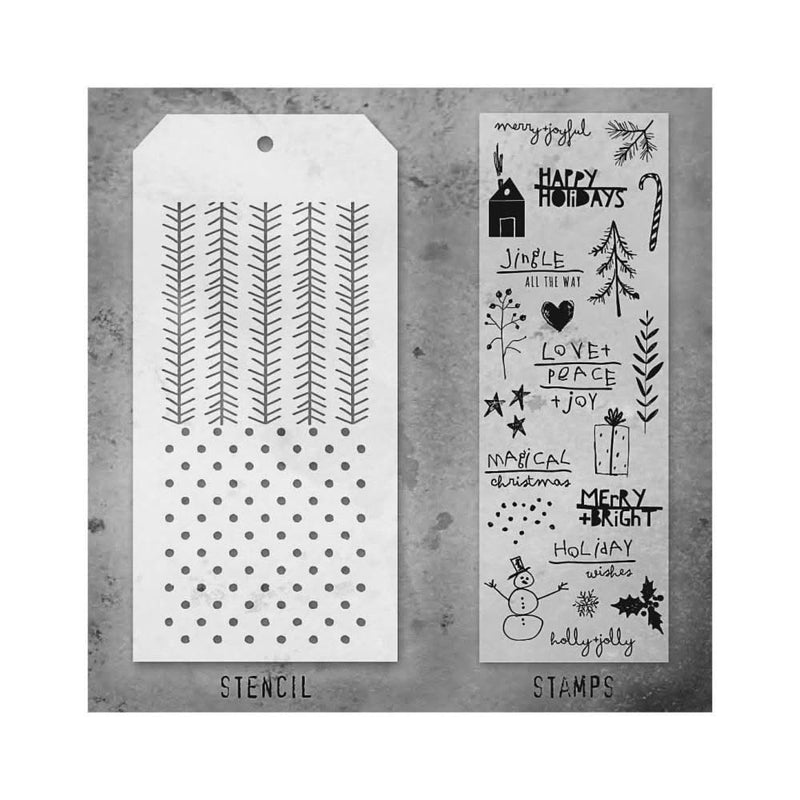 Tim Holtz Mixed Media - Stamps Stencil Set - Christmas