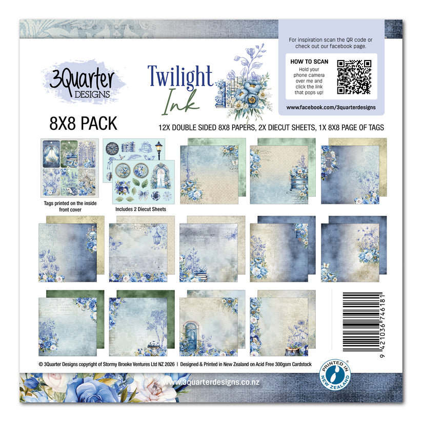 3 Quarter Designs - 8 x 8 Paper  Pack - Twilight Ink