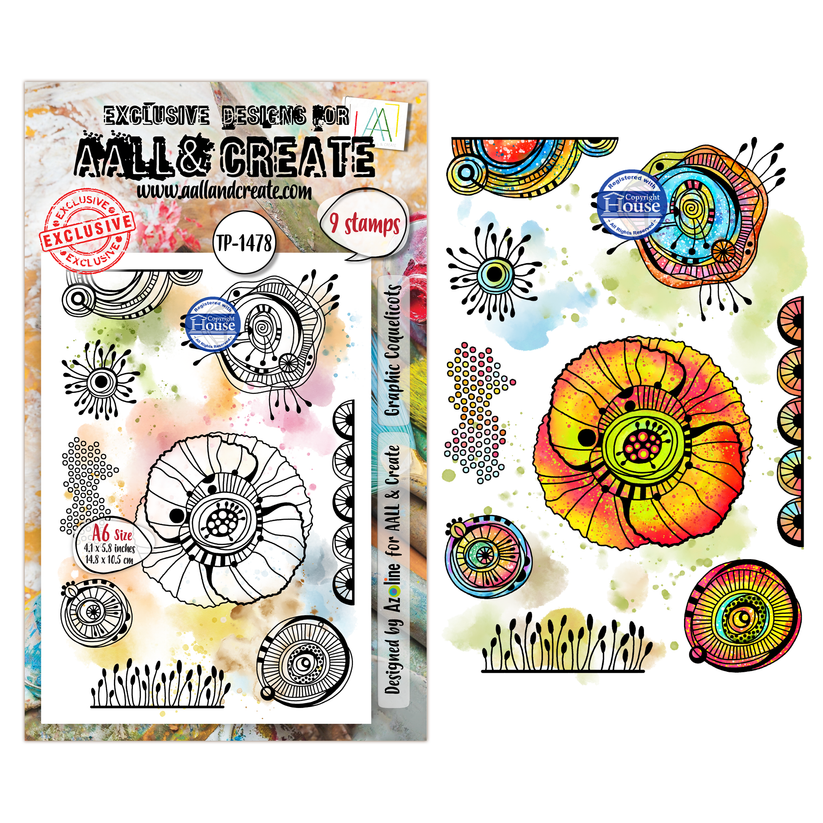 AALL & Create TP-1478 Graphic Coquelicots Clear Stamp Set