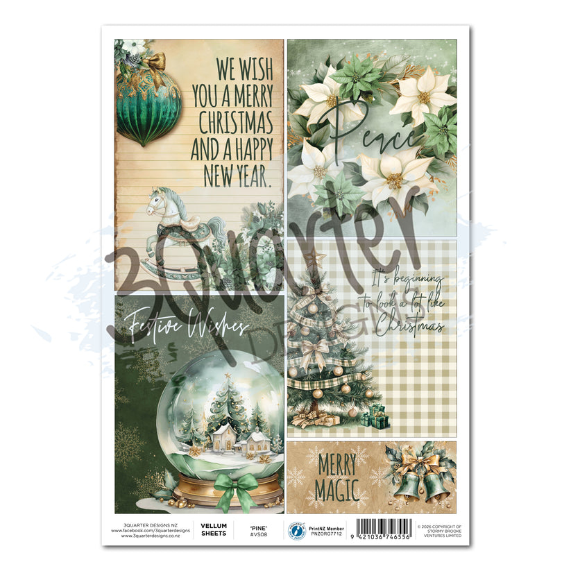 3Quarter Designs – Pine Festivities Vellum Sheet (#VS08)