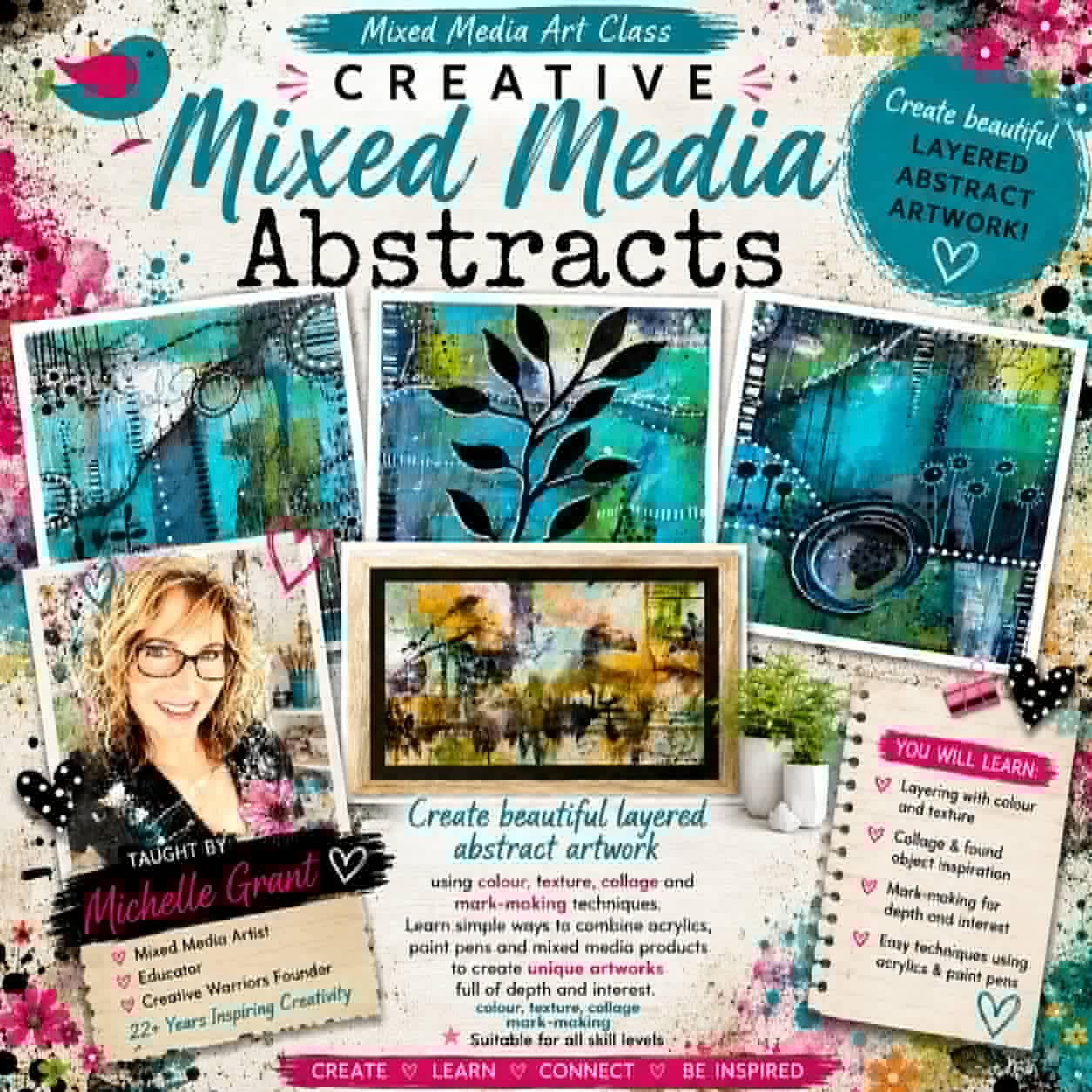 Creative Mixed Media Abstracts — Face-to-Face Class with Michelle Grant