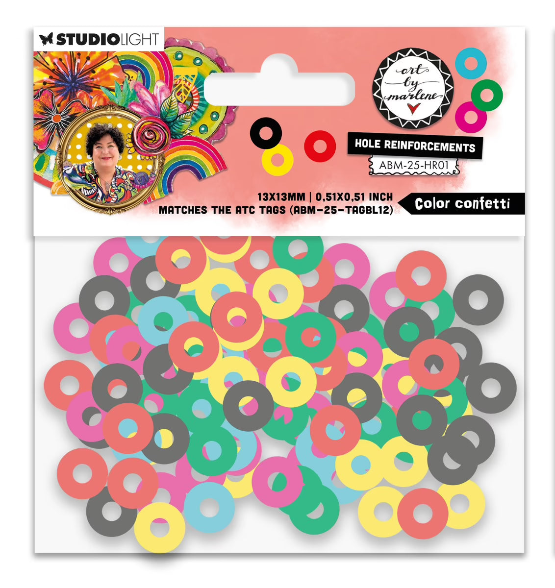 Art By Marlene -Hole reinforcements Color confetti