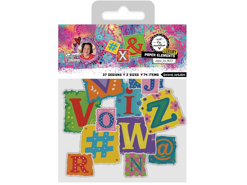 Art by Marlene ABM-26-PE57 Coloured Alphabet Luxury Paper Elements